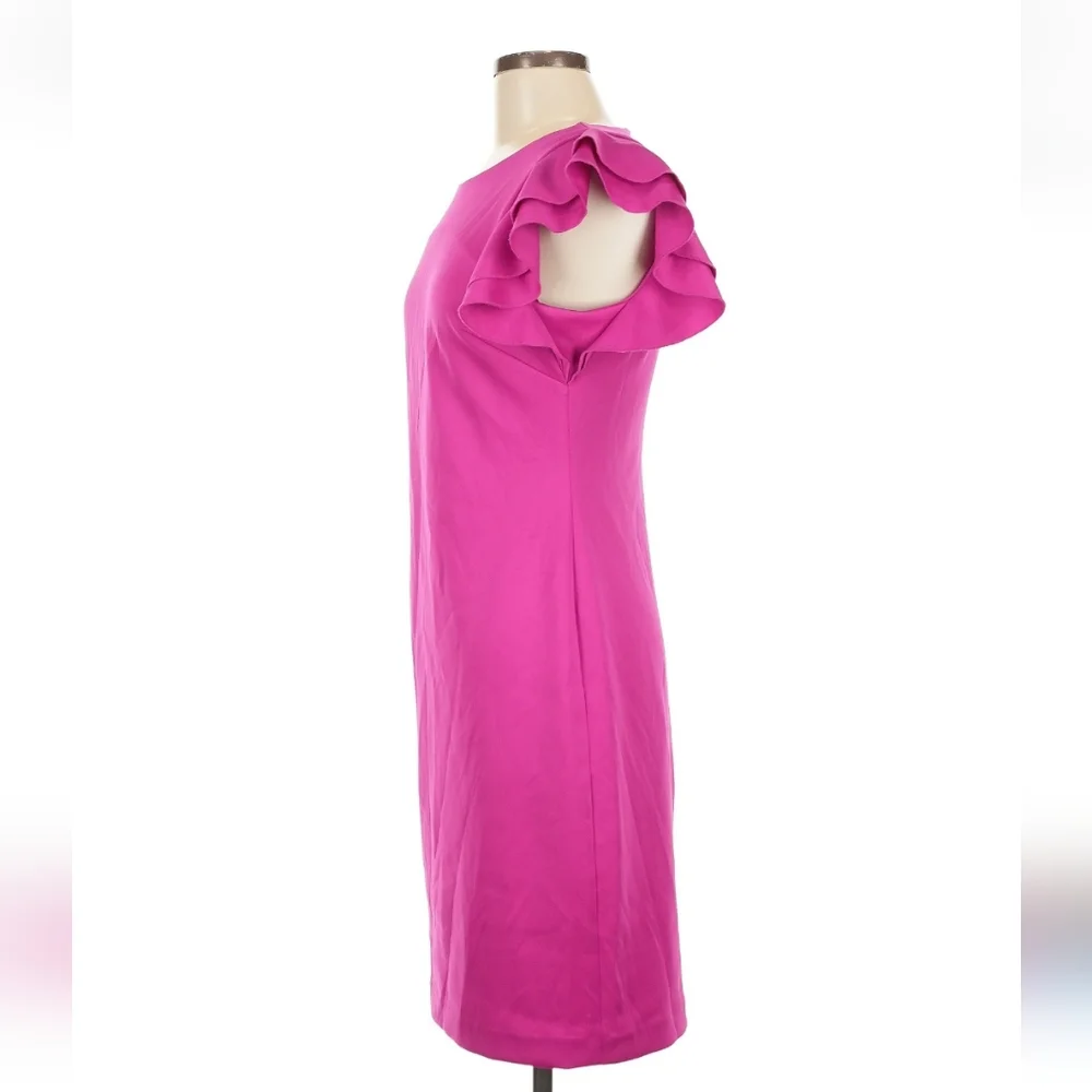 Andrew Marc Ruffle Sleeve Sheath Dress, Raspberry, Size 8 - Picture 4 of 7